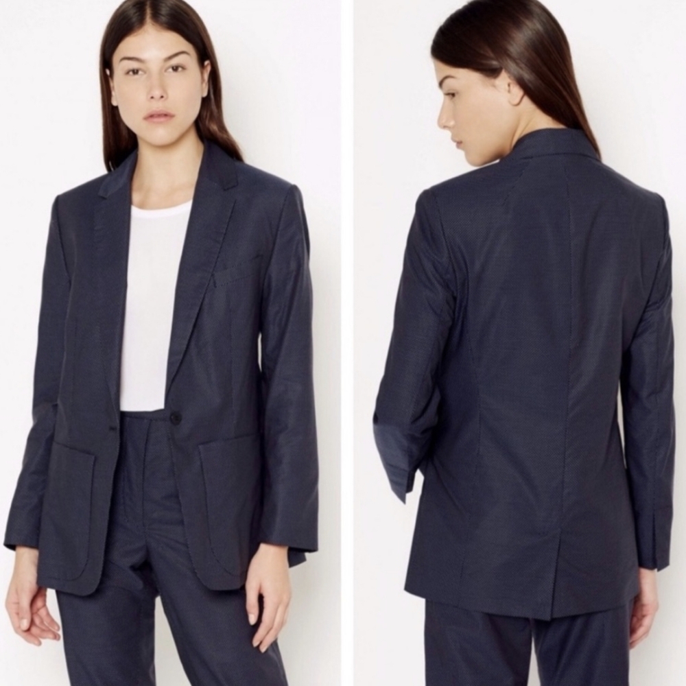 Equipment School Boy Polka Dot Blazer Navy Blue Jay